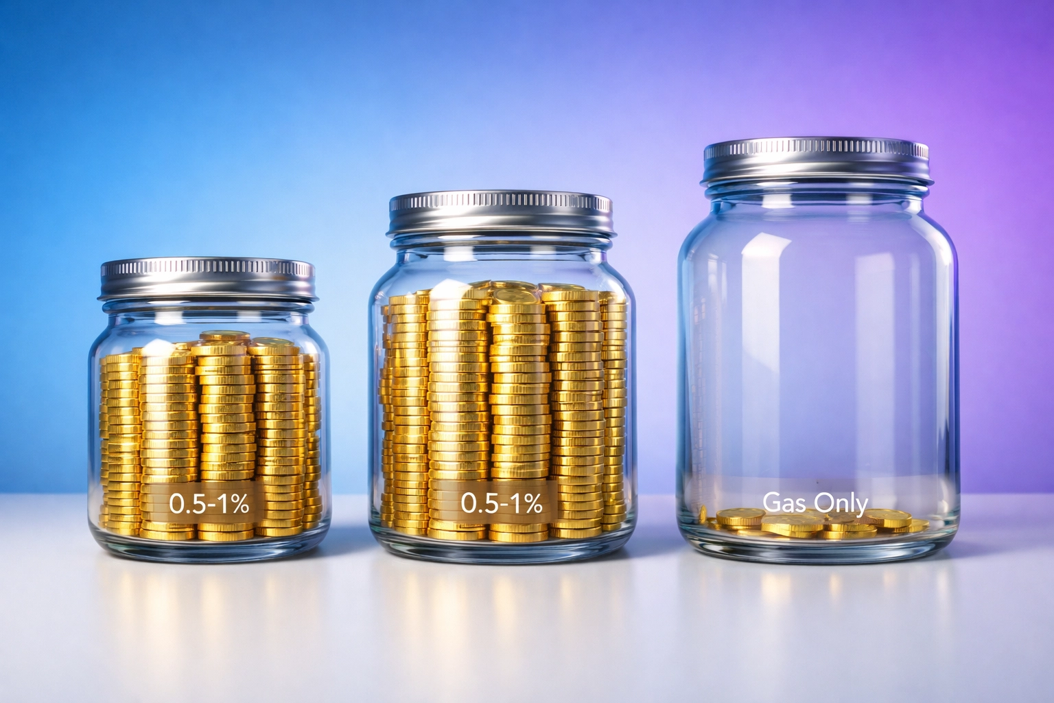 Crypto payment processor fee comparison showing gas-only costs vs percentage fees