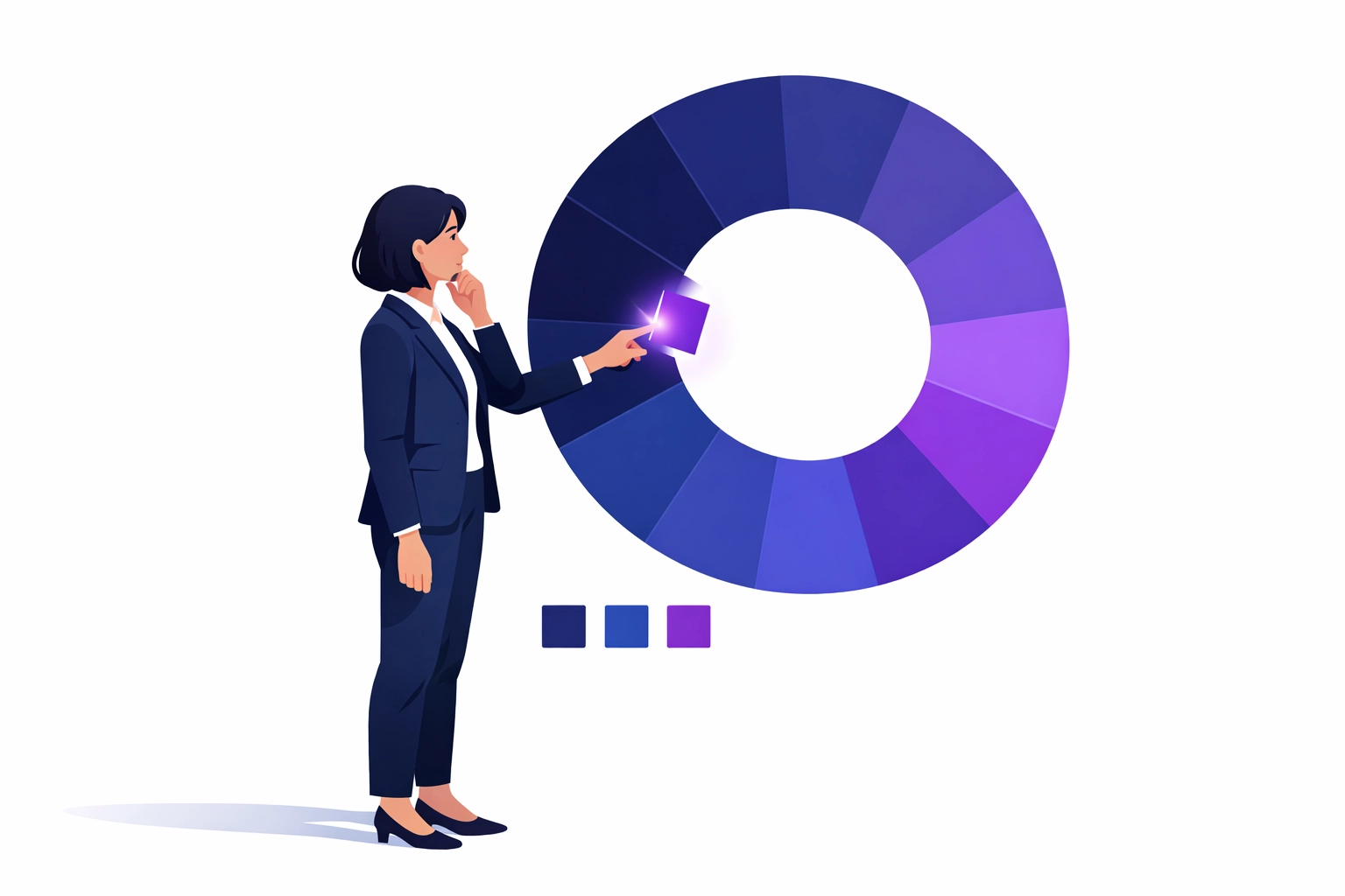 Strategic color selection using a modern color wheel to enhance brand visuals and color psychology.