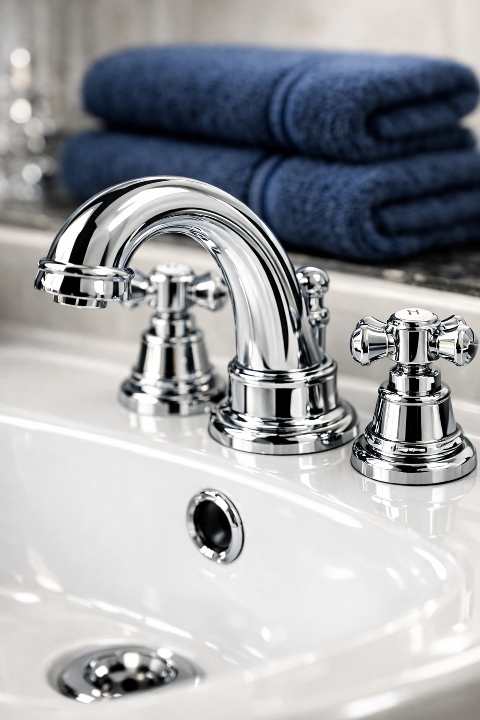 A sparkling clean bathroom sink and polished faucet reflecting professional deep cleaning attention to detail.