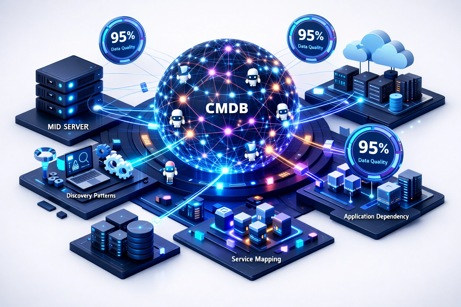 ServiceNow CMDB architecture with Discovery patterns and Agentic AI integration