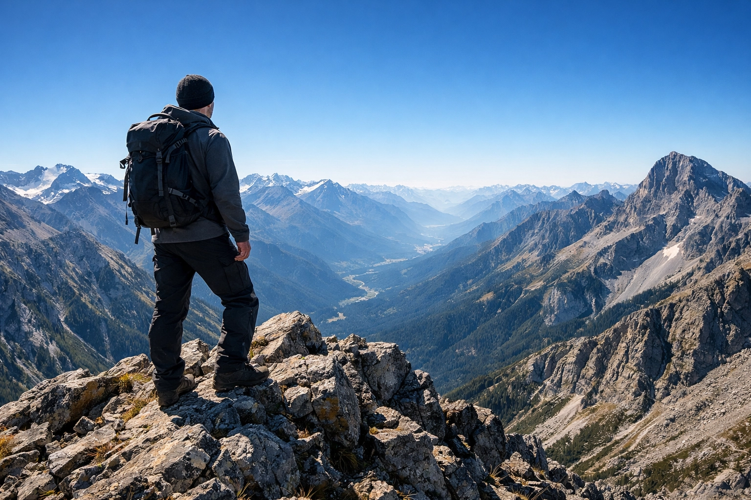 A person on a mountain finding freedom; FA Memphis, First Assembly Memphis, and Boundless Online Church.