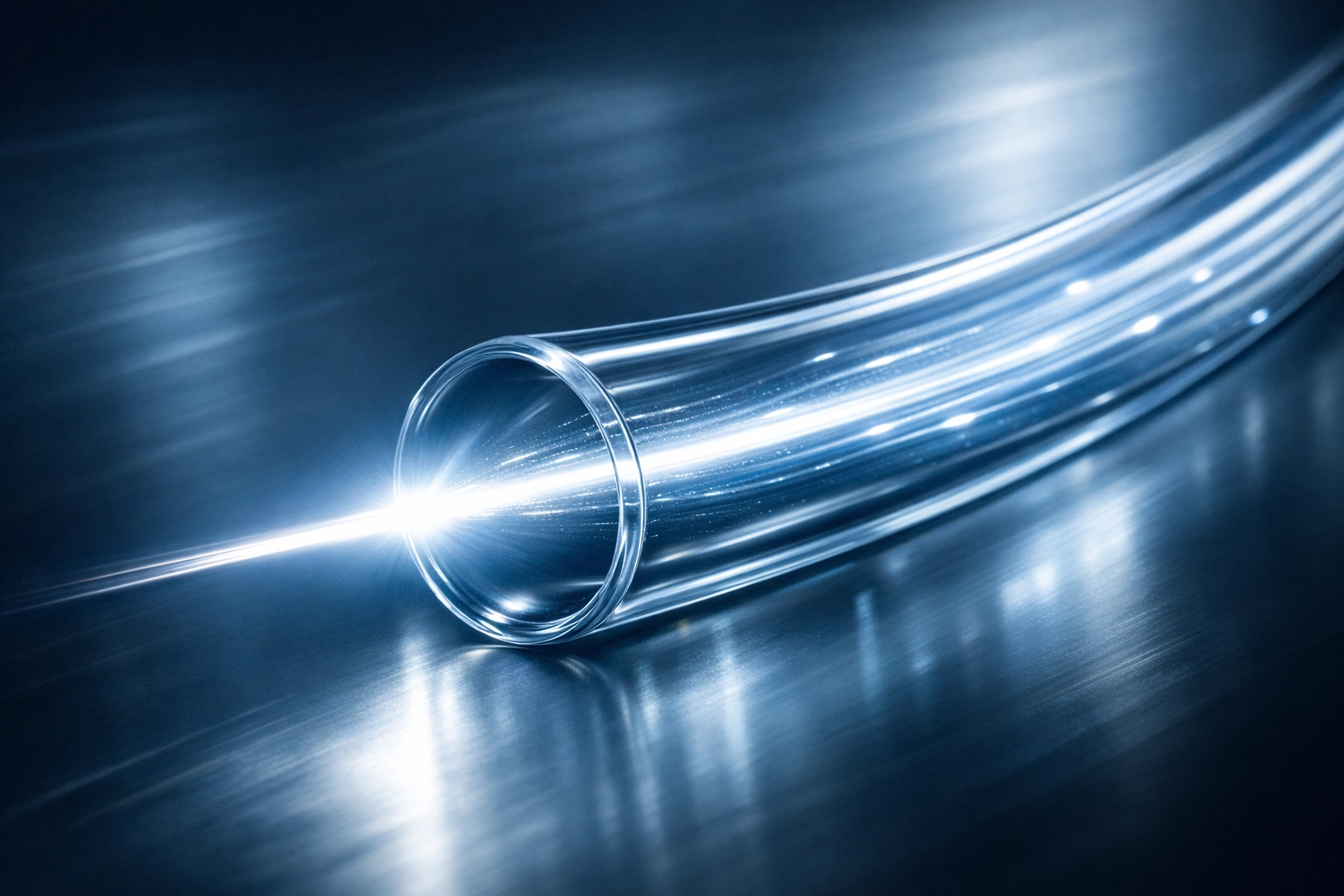 Fast fiber-optic data pulse illustrating website speed as a critical signal for AI search engines.