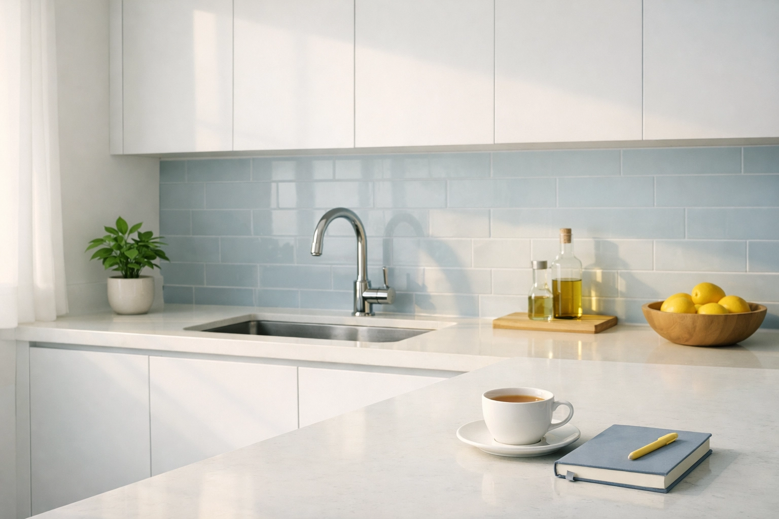 Minimalist serene kitchen illustrating environment-mind connection