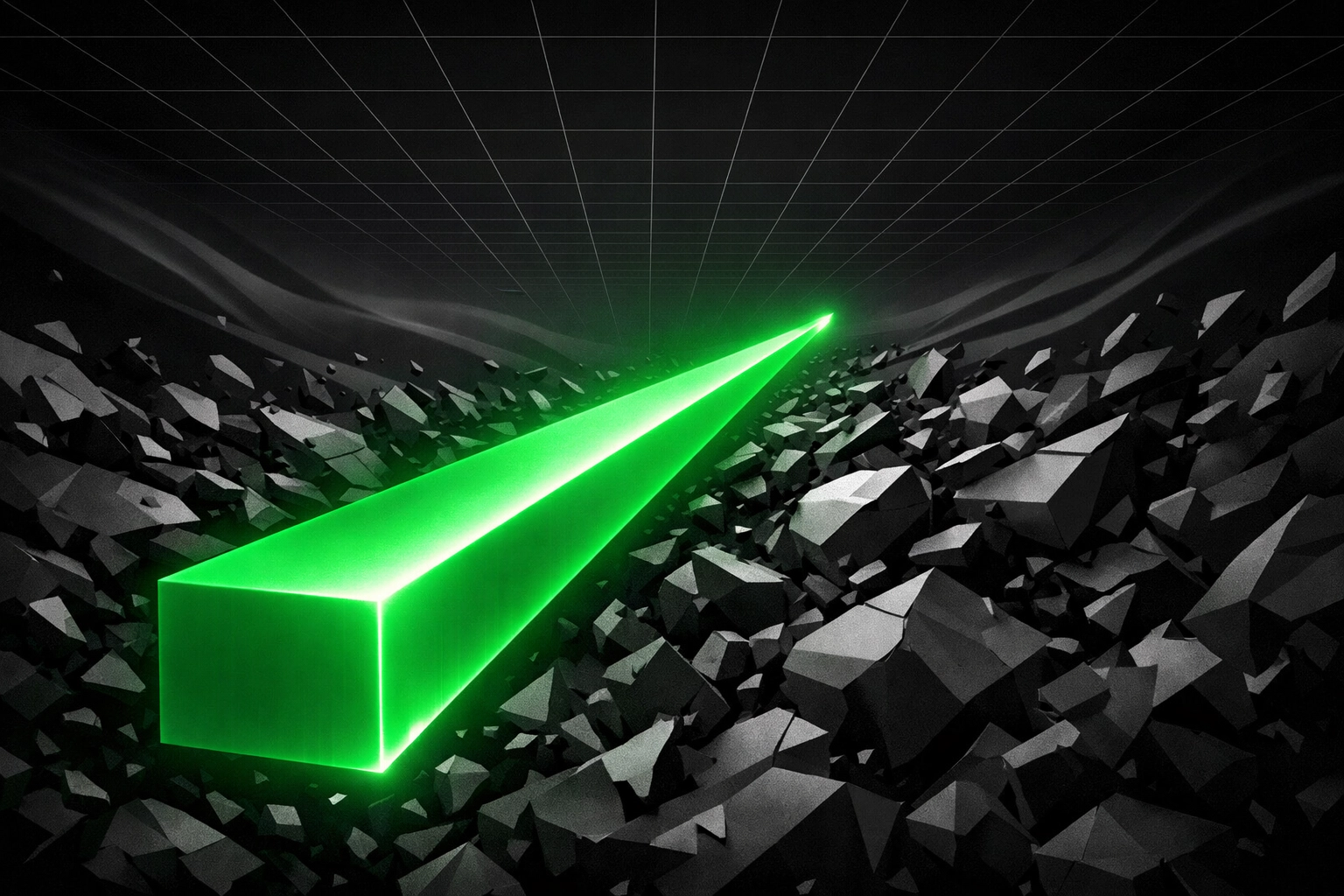 A steady green beam representing disciplined data-driven strategy and Gecko Edge AI cutting through betting variance.