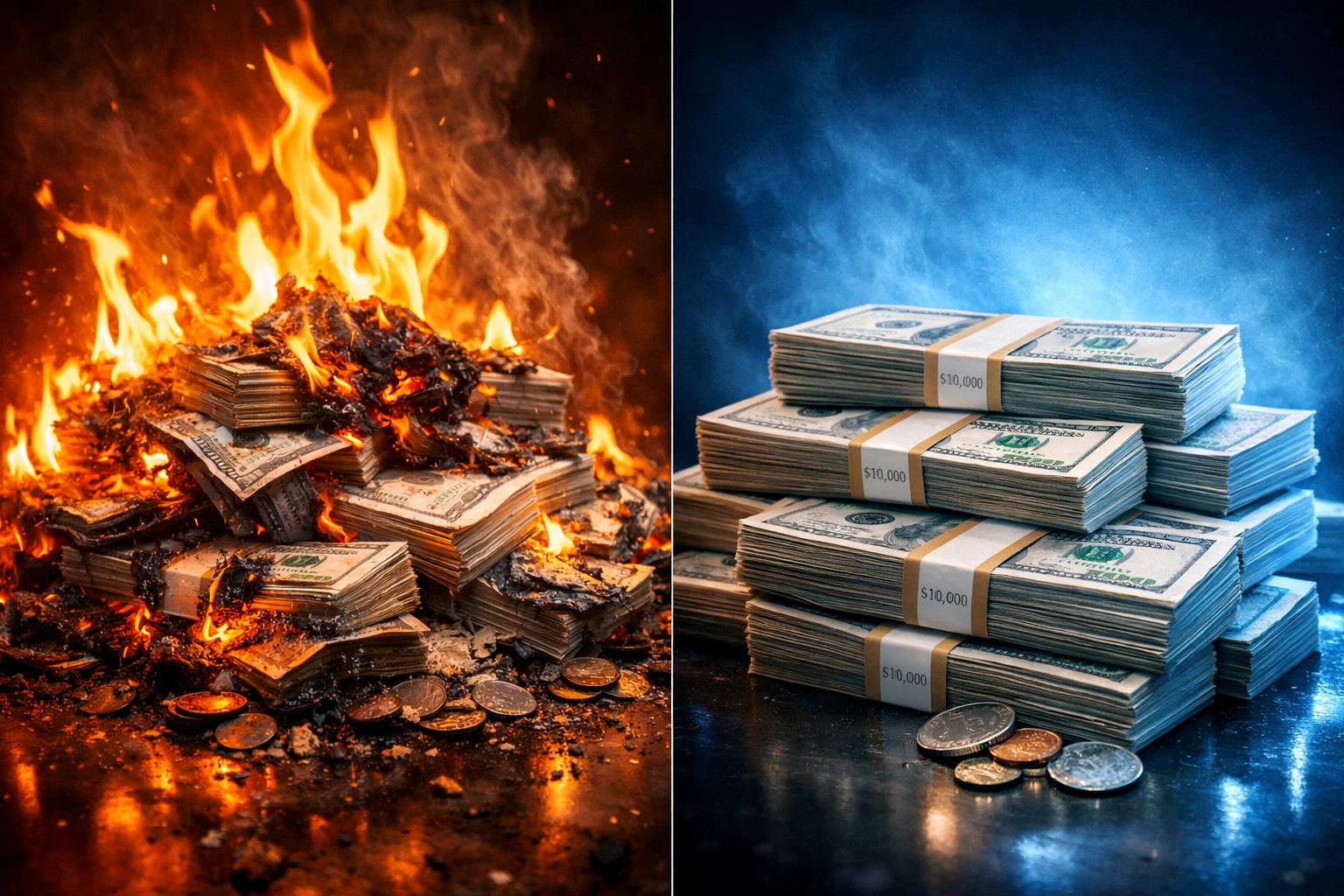 Fee comparison showing traditional payment processors burning money versus crypto self-custody savings