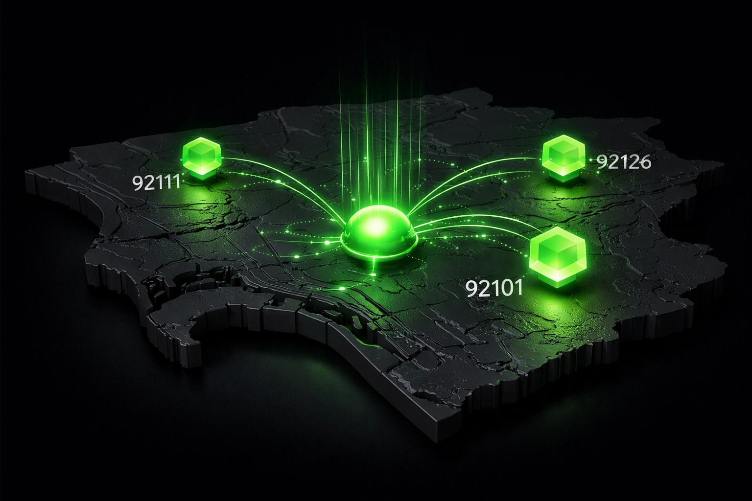 San Diego map highlighting 92101 and 92126 zip codes for targeted plumbing lead generation.