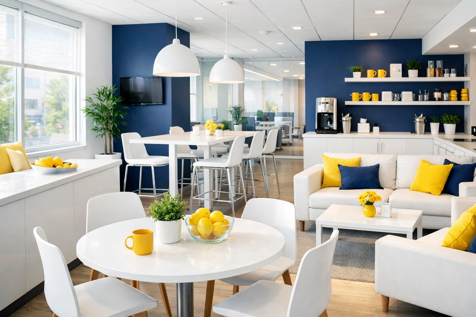 Clean and organized corporate breakroom in Chicopee showing the results of a commercial deep clean.