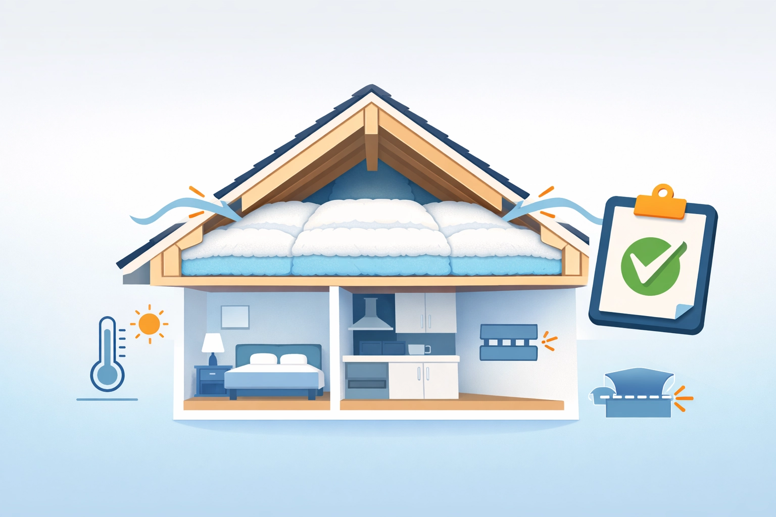 UK house loft showing proper ventilation paths and Building Regulations compliance