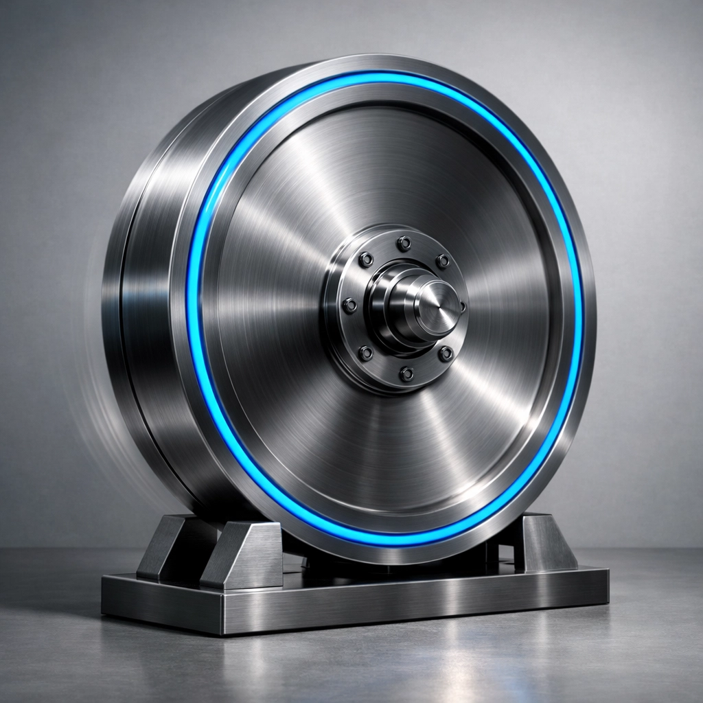 Heavy industrial flywheel spinning with momentum to represent a strategic debt freedom flywheel for wealth.