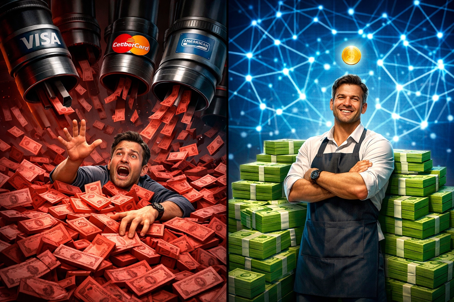 Merchant fee savings comparison: traditional payment processors versus Larecoin crypto payments