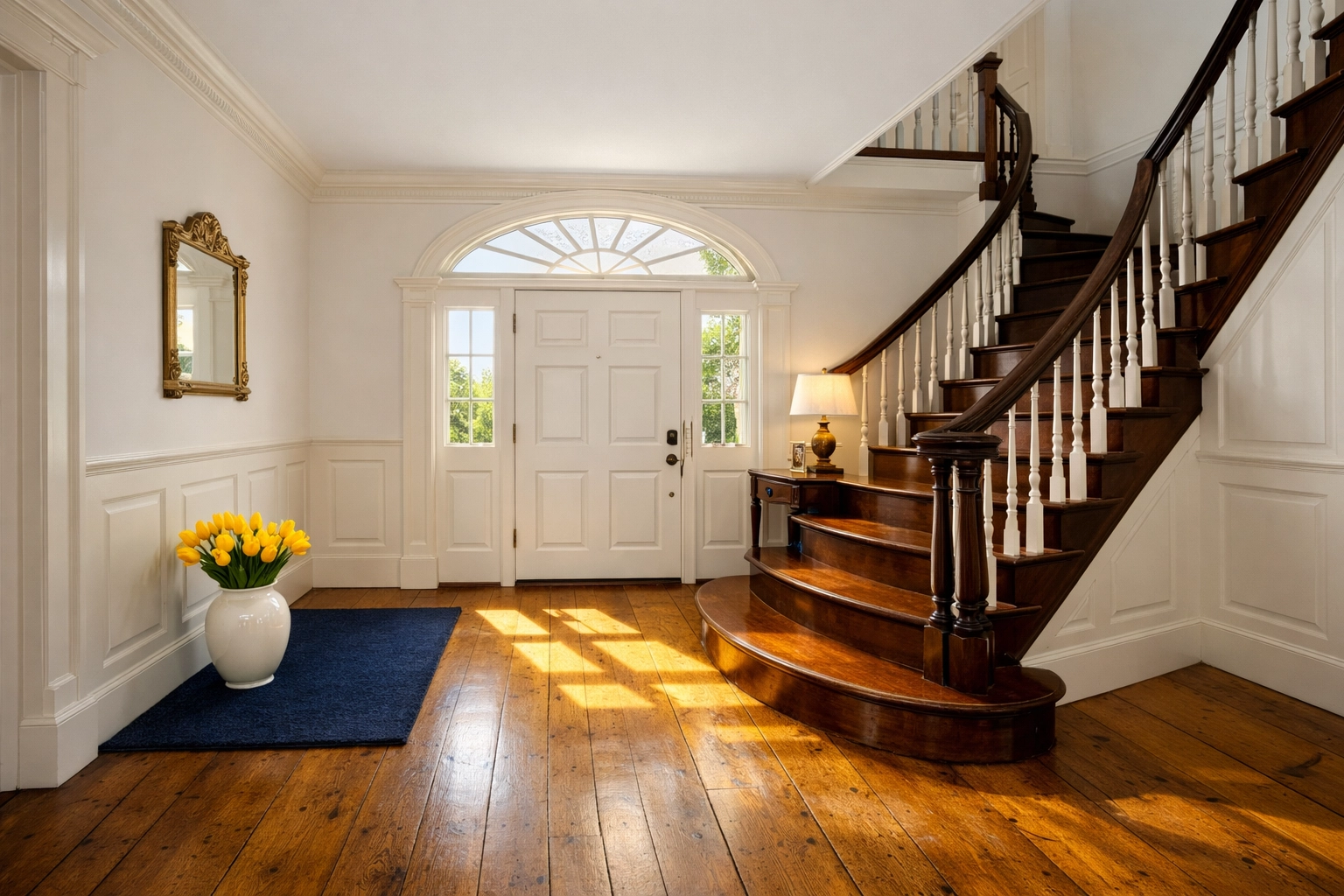 Grand foyer showing the results of professional residential cleaning in a historic Lexington home.