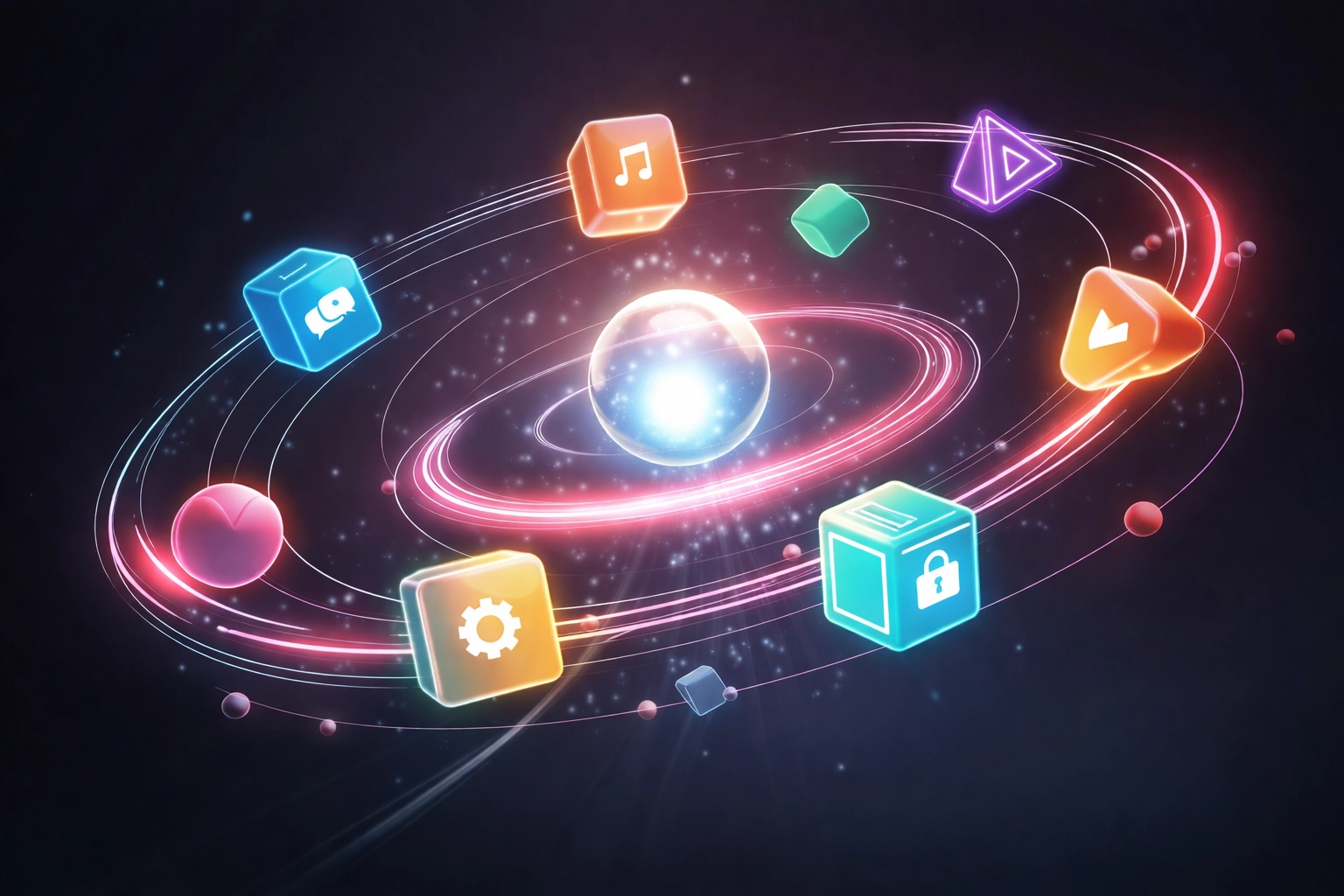 Digital network of connected apps showing the seamless integration of business automation tools