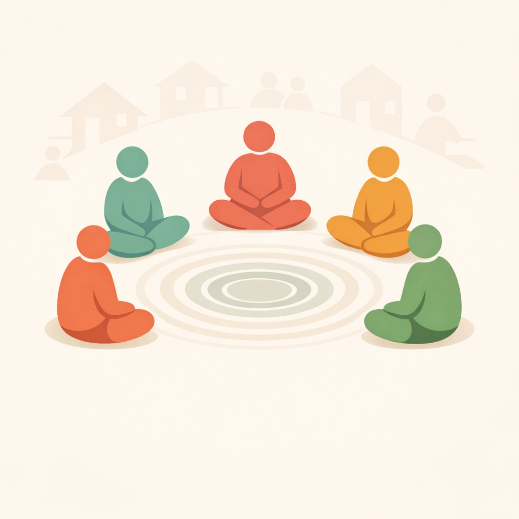 Church community gathered in circle for listening and open dialogue