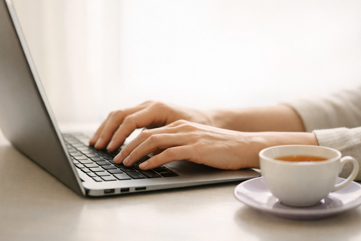 Author writing and documenting their professional legacy on laptop