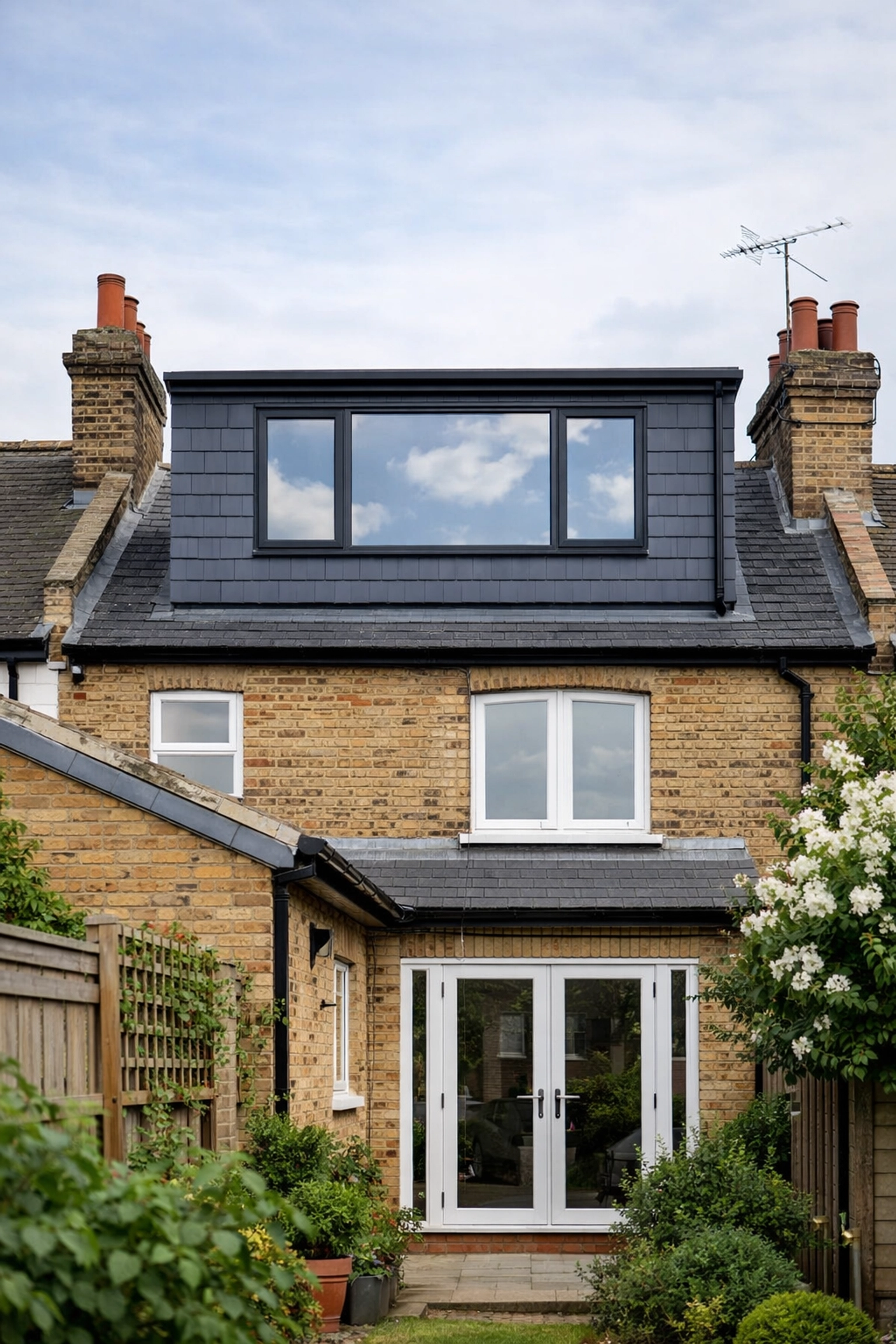 Professional rear dormer loft conversion on a traditional UK brick terraced house in Essex.