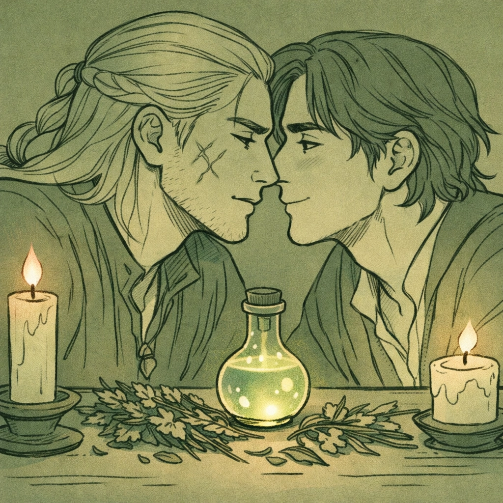 Witcher and alchemist share intimate moment - MM romance fantasy story