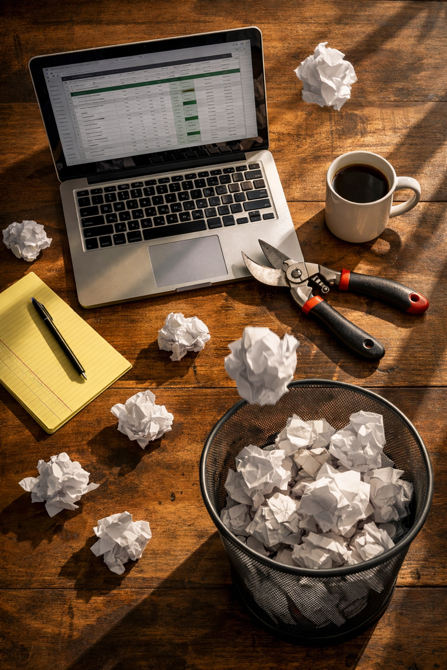 Pruning shears on desk symbolizing MSP client selection and eliminating bad-fit relationships