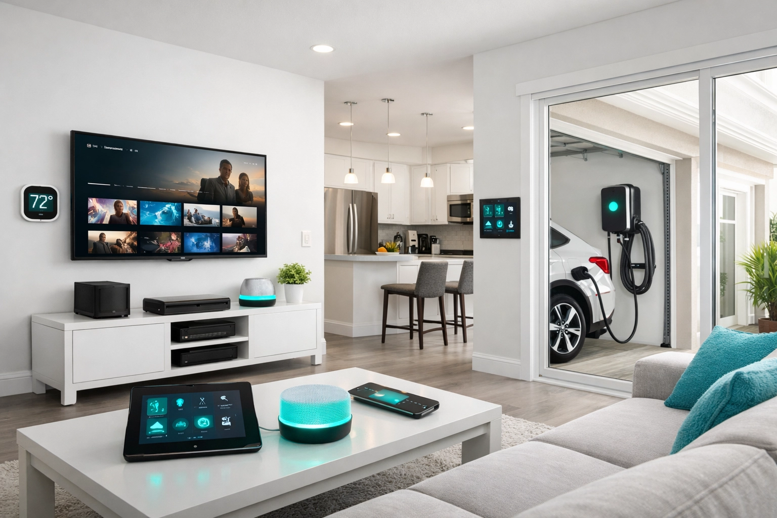 Modern Florida home interior showing high electrical demand from appliances and EV charger