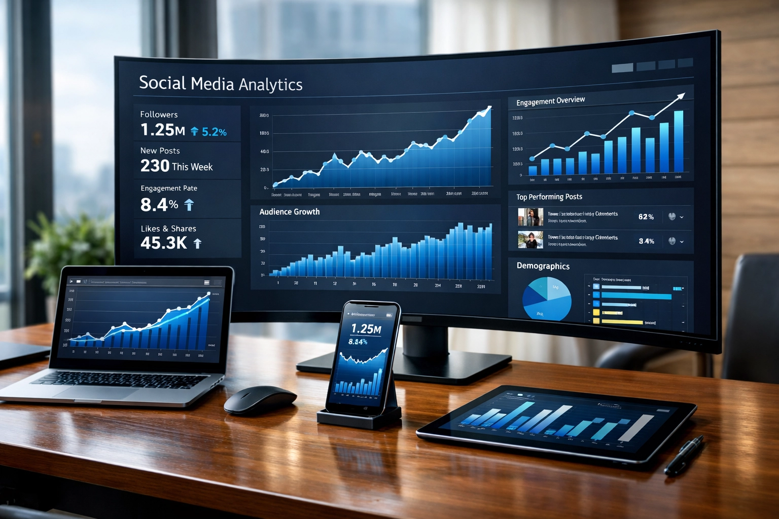 Social media analytics dashboard showing Super Bowl campaign performance metrics
