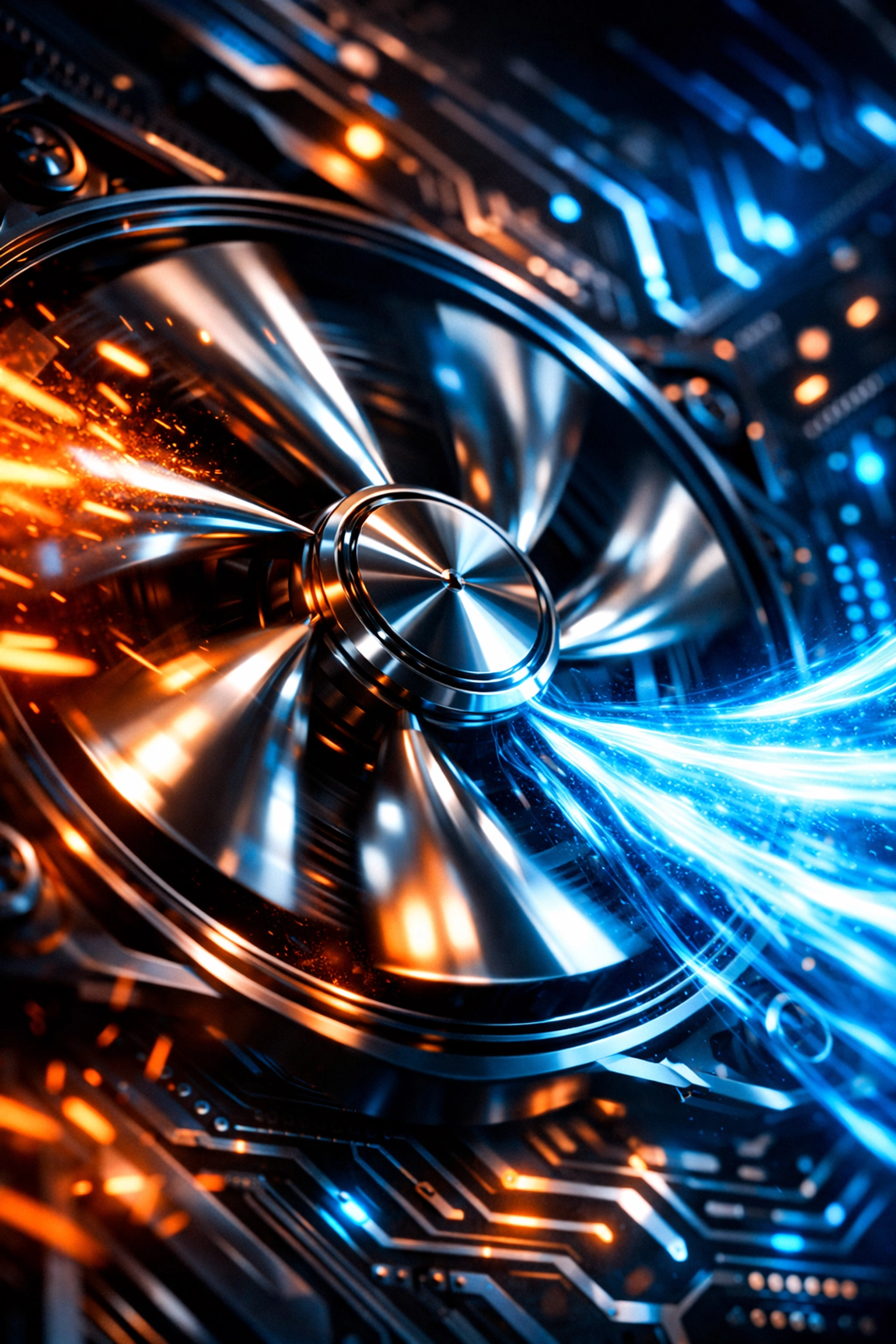 A clean internal computer cooling fan optimized for airflow to prevent PC overheating.