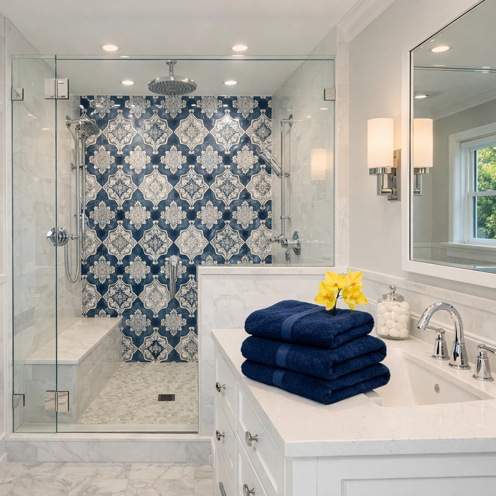 Impeccable bathroom after post-construction cleaning services near me in Concord, Massachusetts.