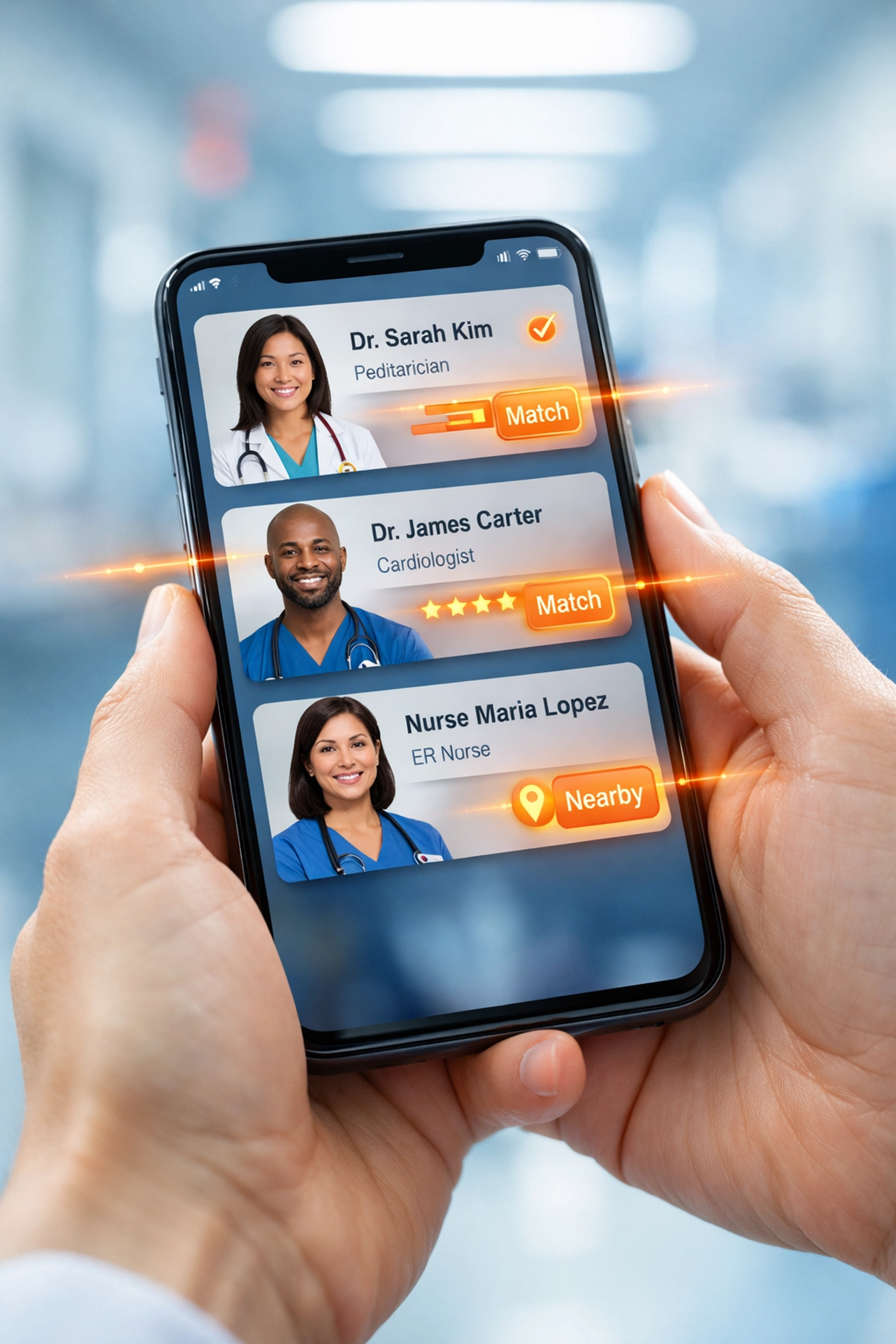 AI-powered healthcare staffing app matching qualified professionals in 24-48 hours
