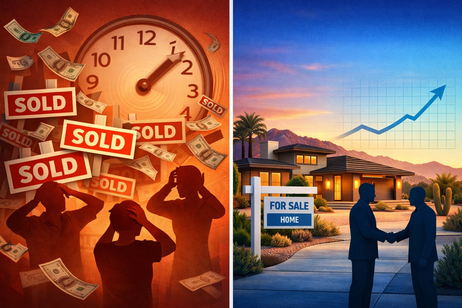 Phoenix real estate market comparison: 2021 bidding war chaos versus 2026 stable market conditions