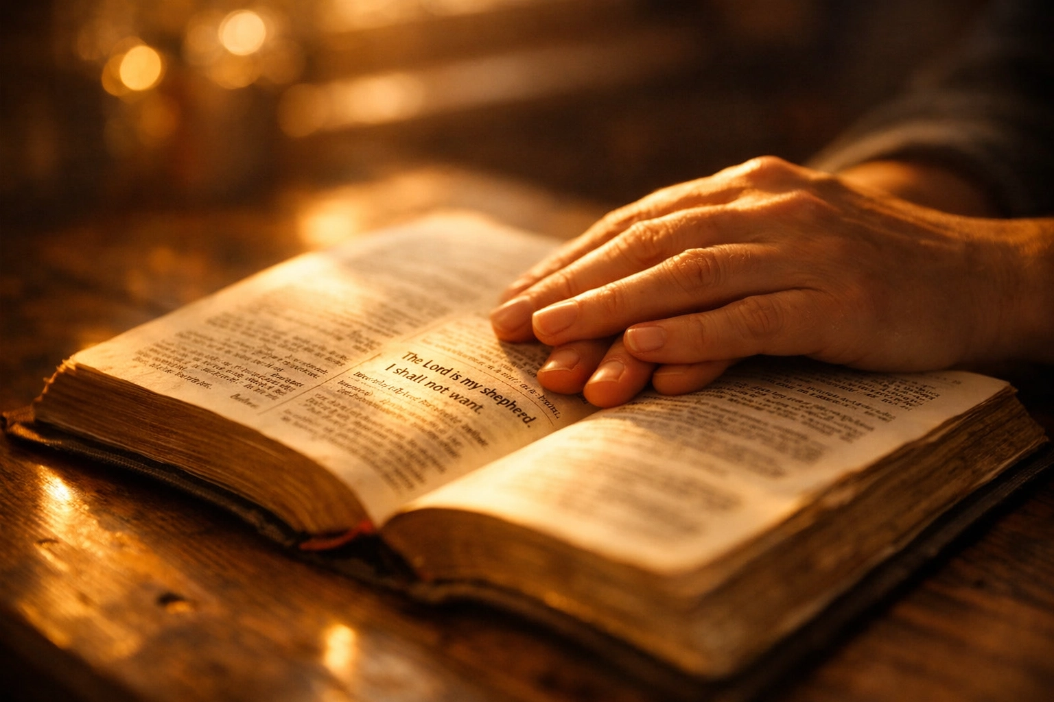 Open Bible with hands in prayer showing biblical guidance for guilt and conviction