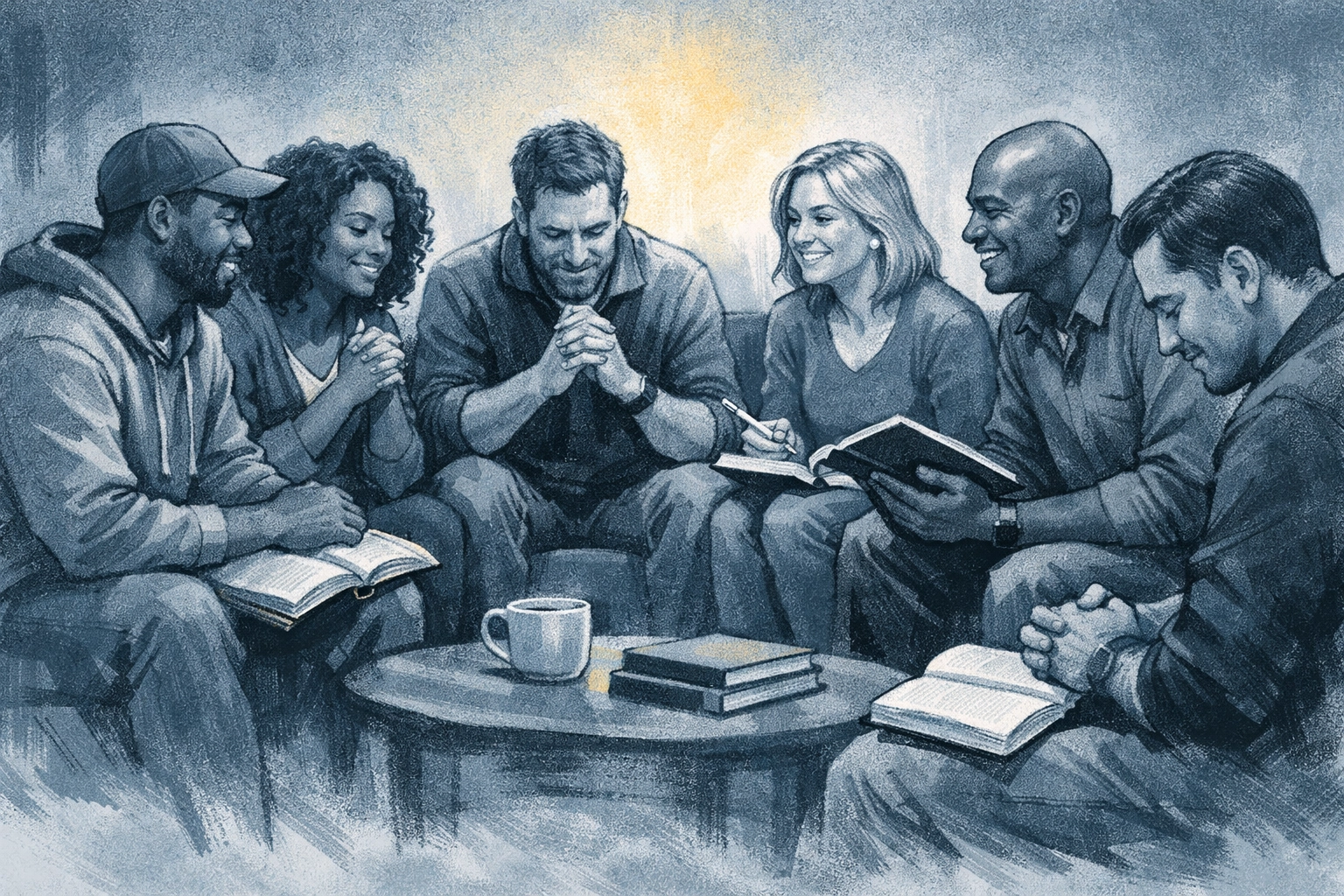 Parents gathering in small group for Bible study and fellowship on Wednesday night