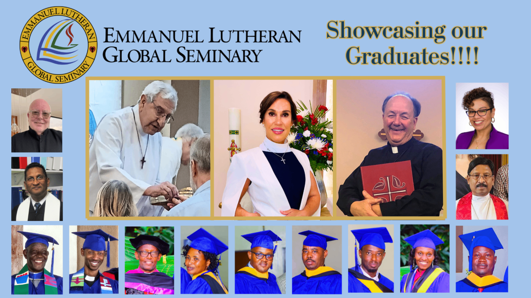 Collage featuring Emmanuel Lutheran Global Seminary graduates and leaders