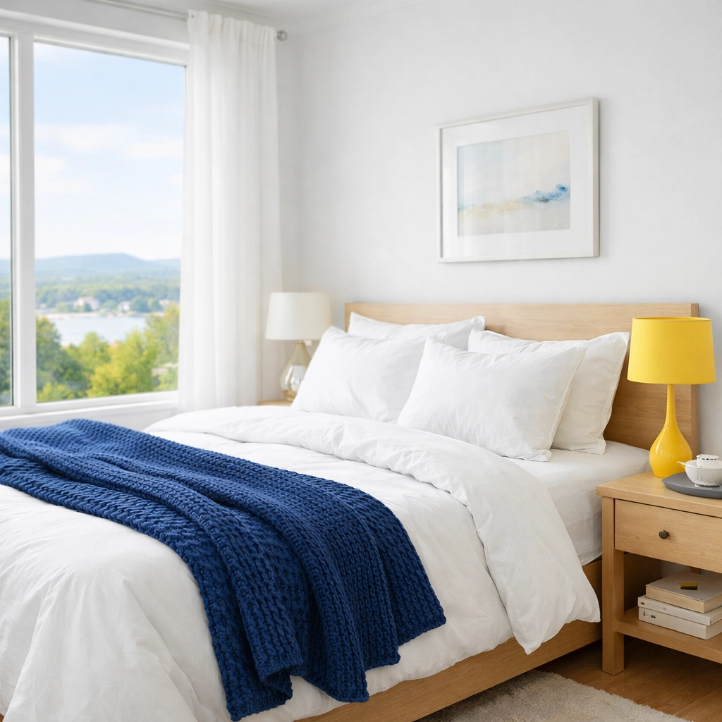A fresh, dust-free bedroom in Walpole cleaned with eco-friendly post construction cleaning products.