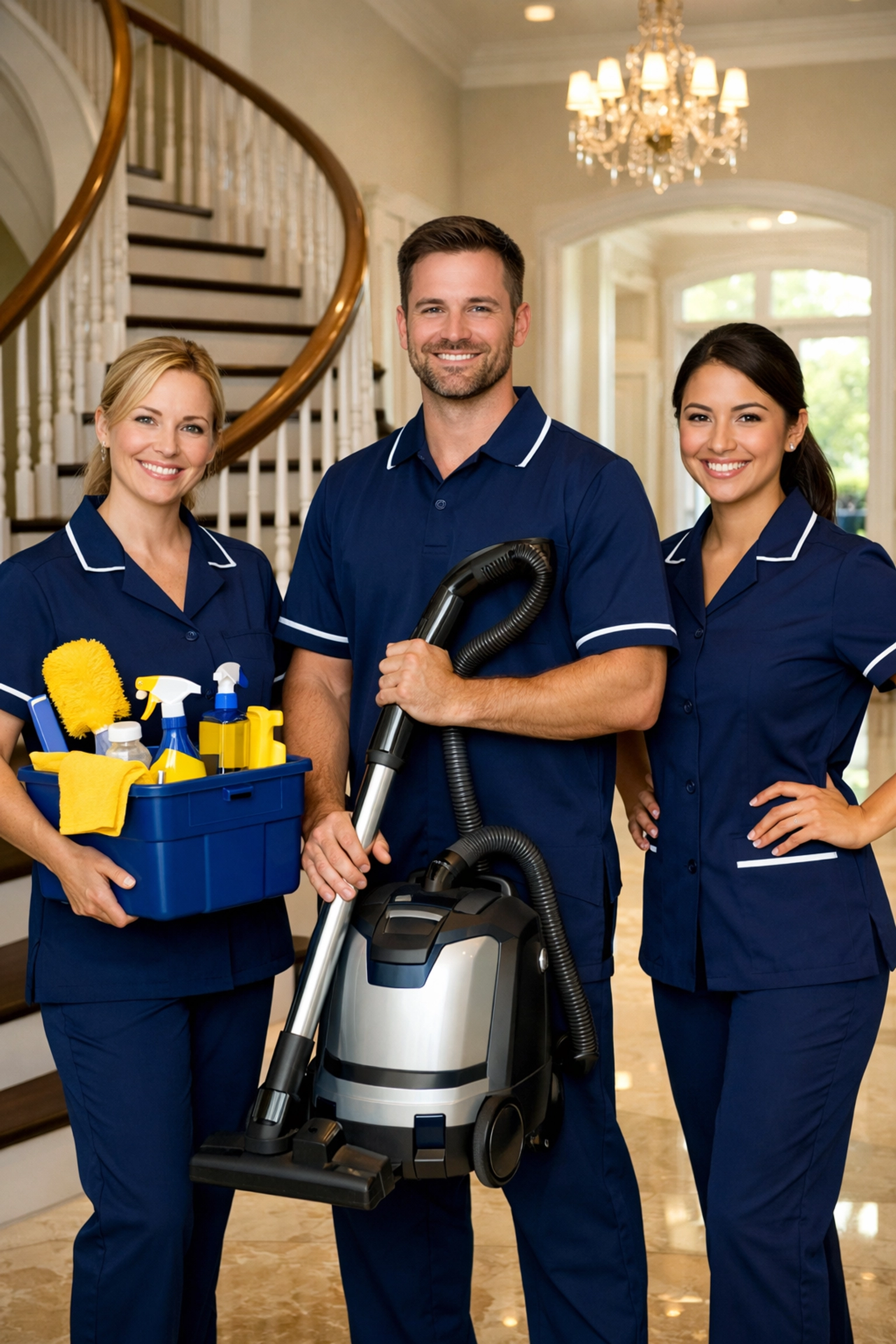 Team of professional cleaners MA in uniform providing high-end residential cleaning MA services.