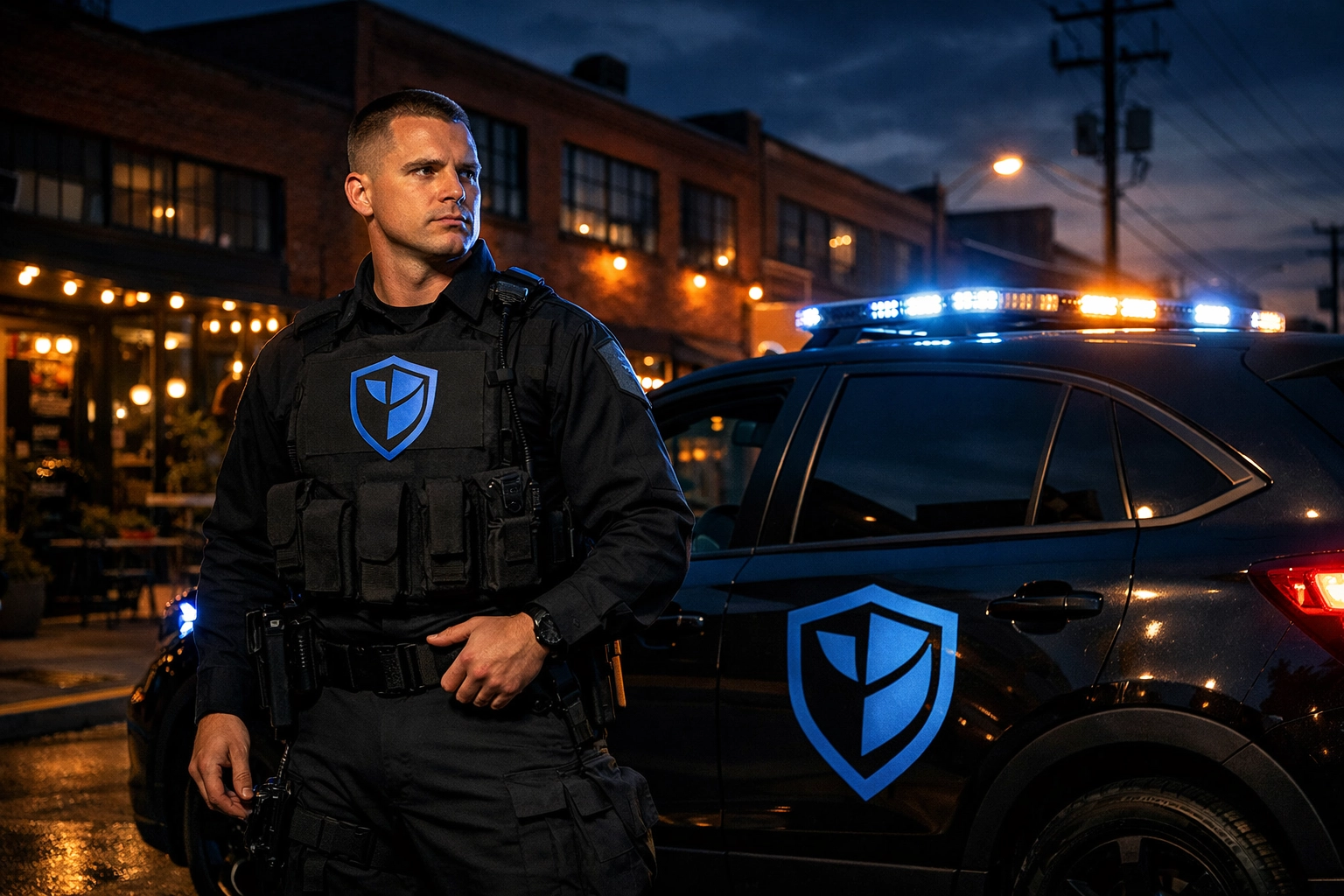 Professional security guard with a marked patrol vehicle in Richmond providing local expertise.