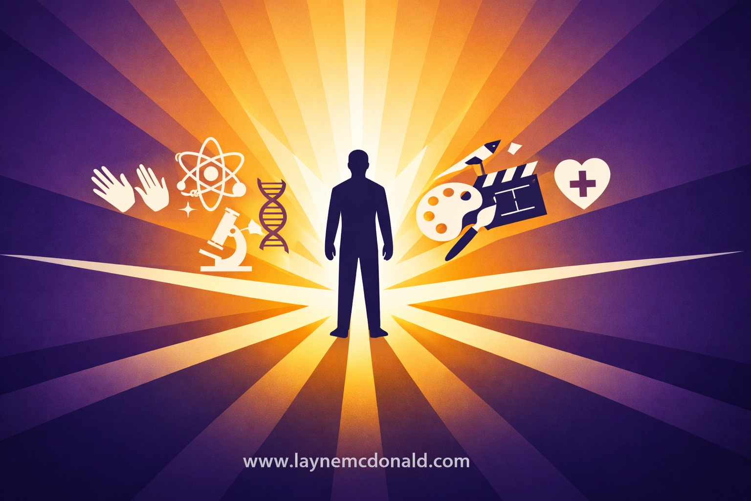 Figure at center of radiating pathways representing discovering God's purpose and calling