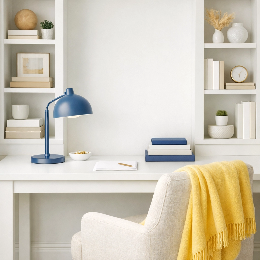 Perfectly dusted and organized home office after expert house cleaning Boylston MA.