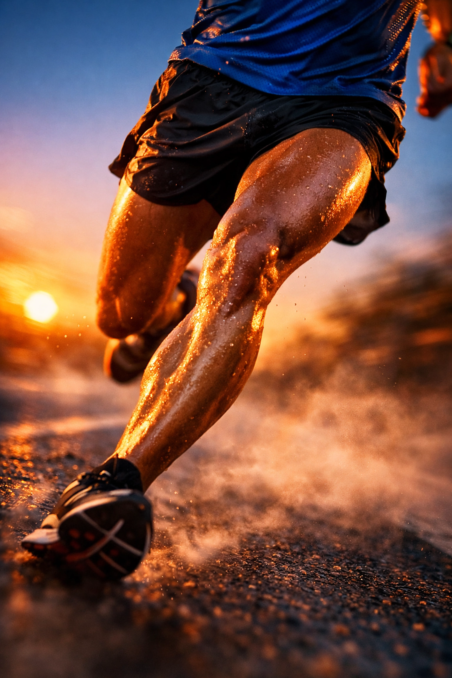 Male runner's legs mid-stride, showing skin friction areas addressed by best underwear for chafing.
