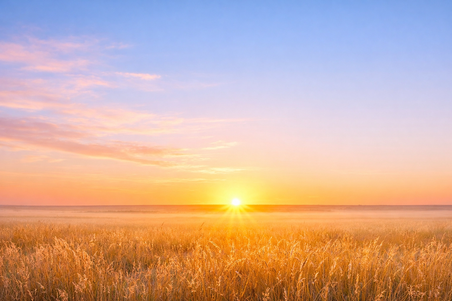 A bright sunrise over an open prairie symbolizing the light of Christ beyond borders.