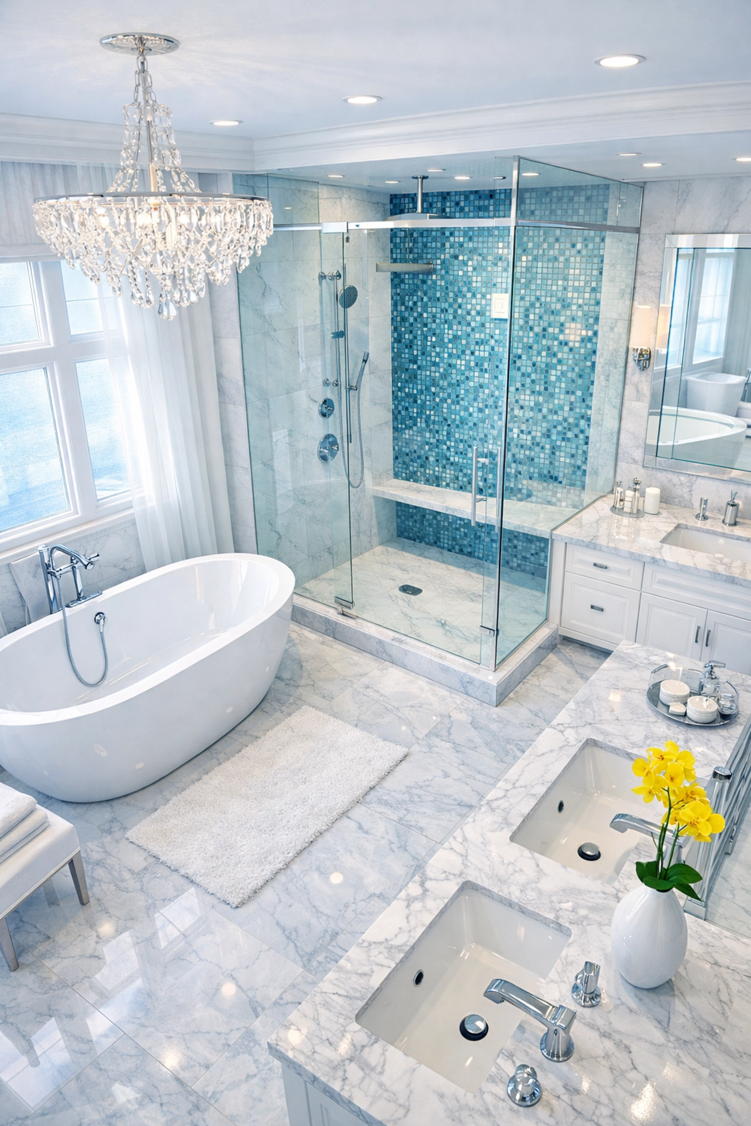 Sanitized luxury bathroom with sparkling tiles after a Move-In Cleaning Service in Massachusetts reset.