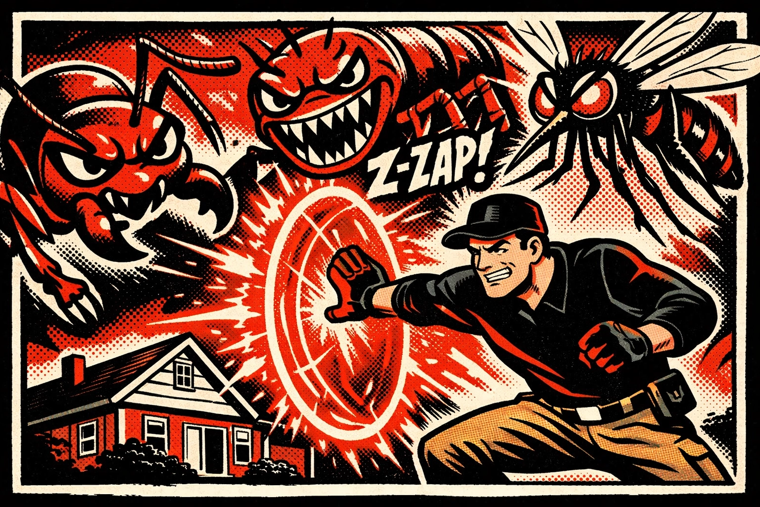 Expert pest control technician defending a home from Alabama spring pests like termites and mosquitoes.