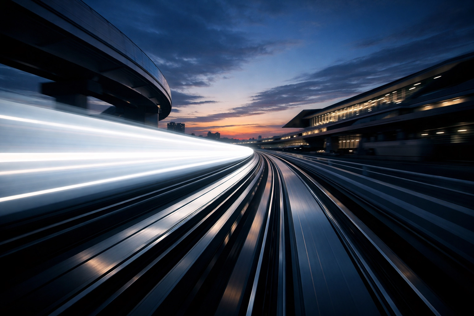 Fast-moving light trail symbolizing business scalability and efficiency through custom automation solutions.