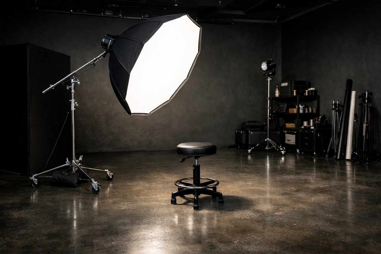 Professional studio softbox setup demonstrating the best lighting for executive portraits.