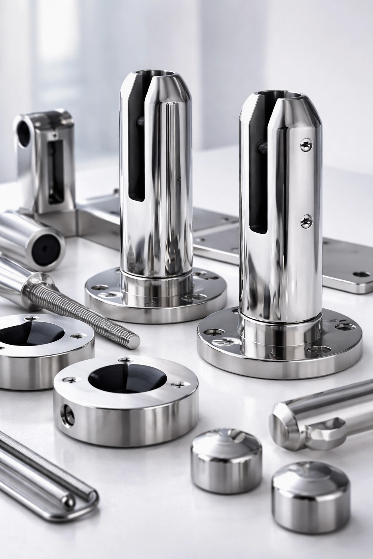 Close-up of 2205 stainless steel pool fence spigots and hardware, showcasing premium quality and durability for pool fencing compliance.