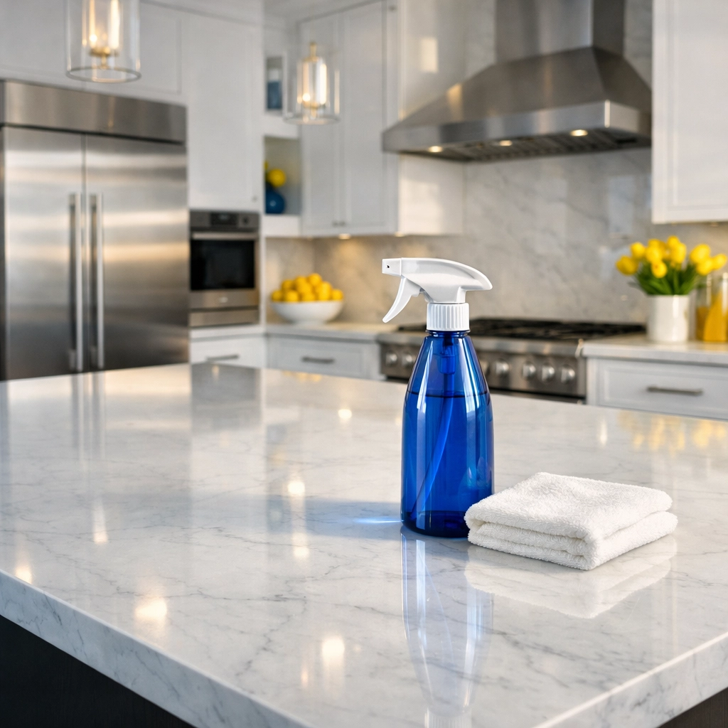 Sparkling luxury kitchen in a Massachusetts home sanitized with eco-friendly move-in cleaning products.