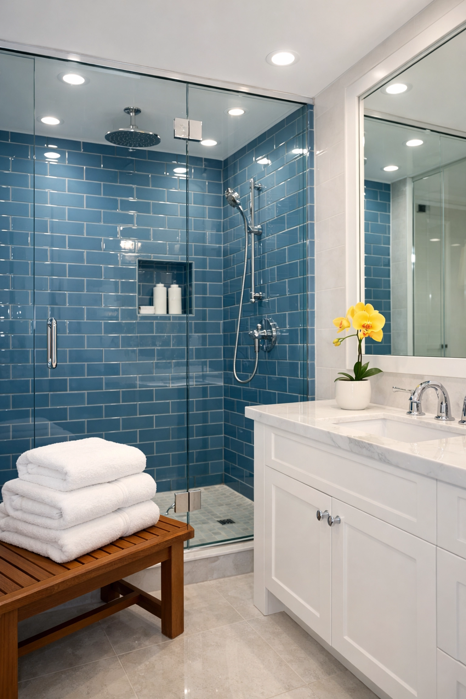 Sparkling master bathroom in Sandwich, MA, after a professional bi-weekly house cleaning.