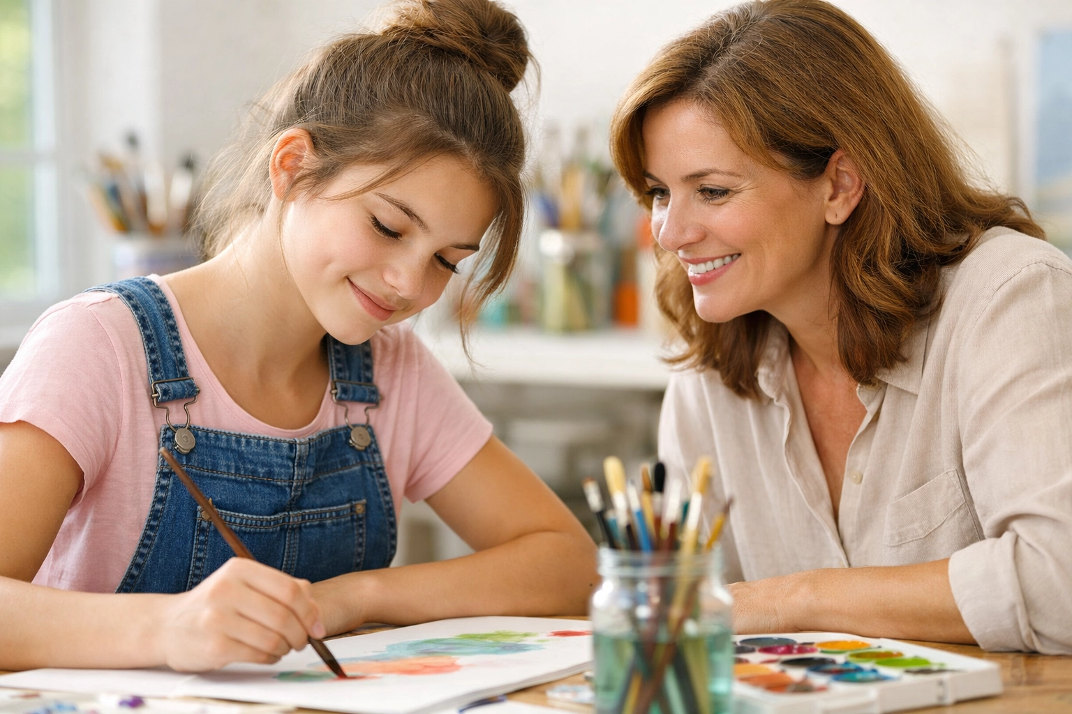 Creative art therapy session for a girl in mental health residential treatment for adolescents.