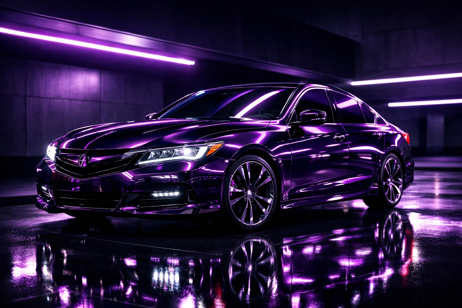 Luxury sedan showcasing a mirror-like glossy finish from professional ceramic coating application