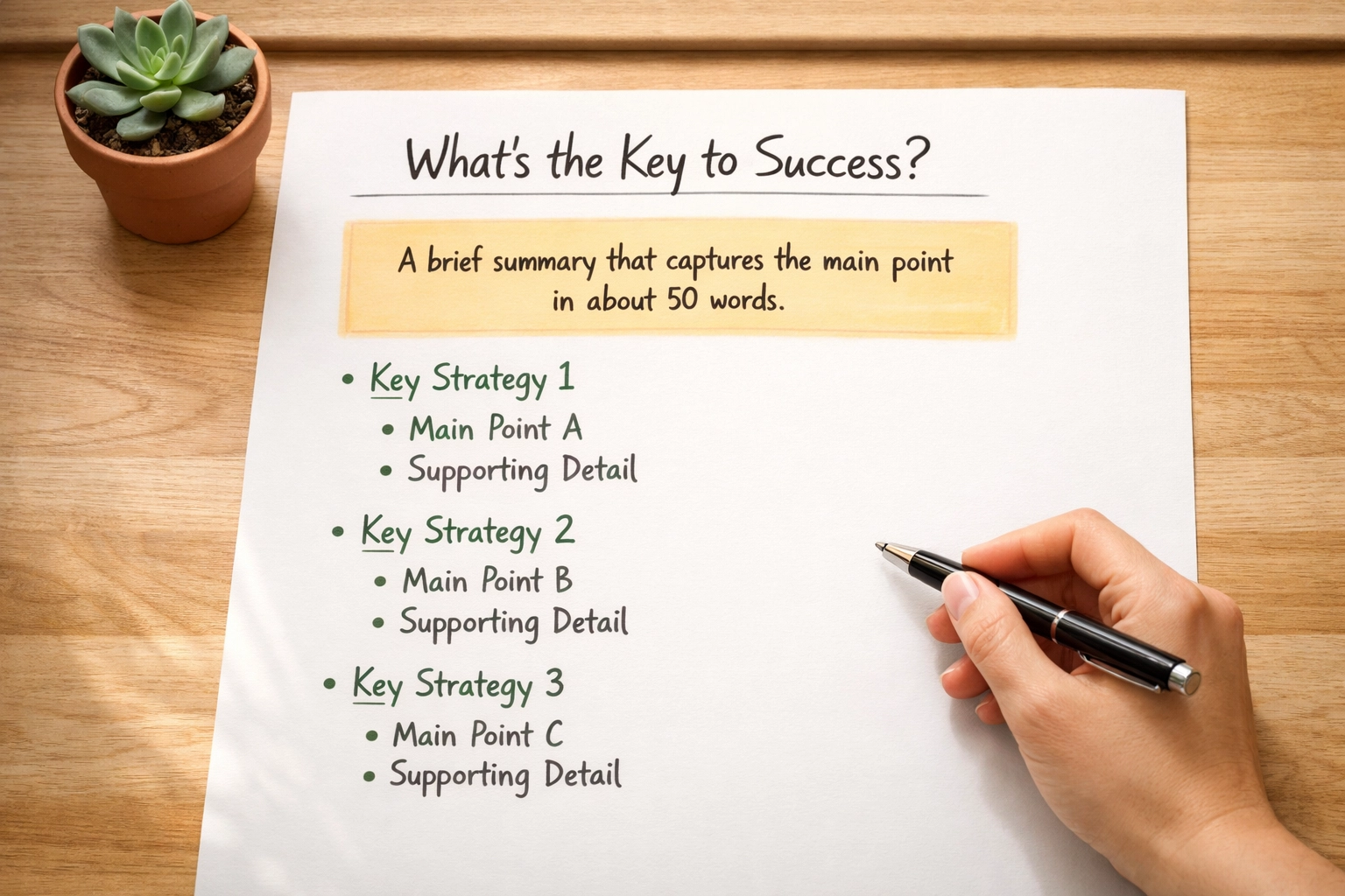 Content structure diagram showing atomic answer framework for SEO