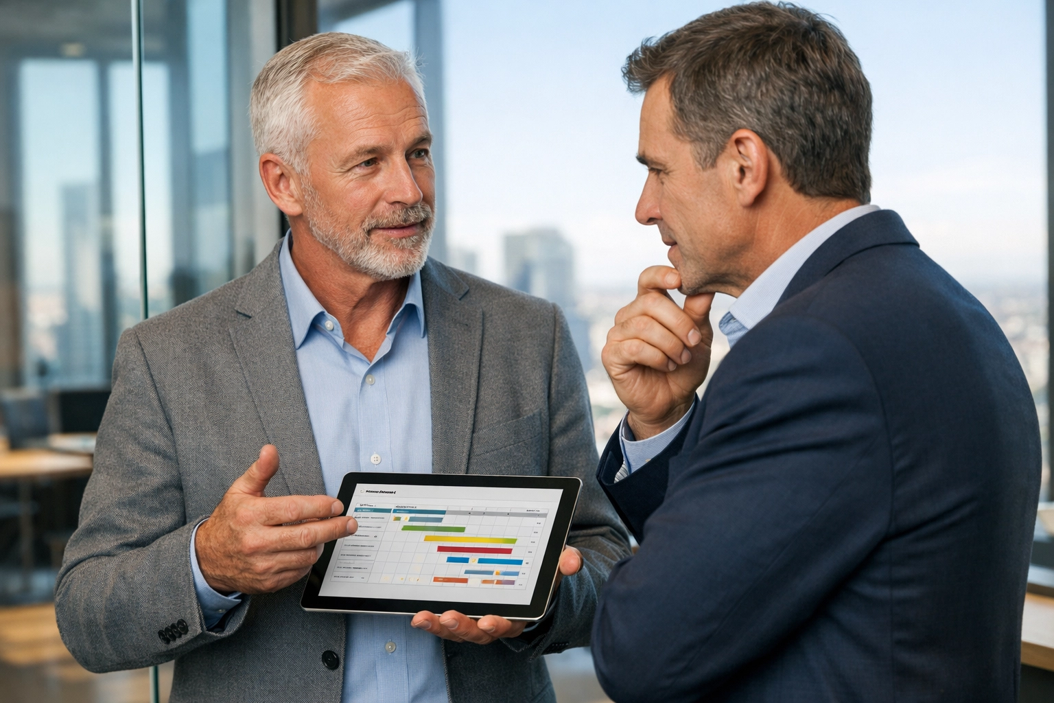 ServiceNow consulting services expert planning a strategic ITOM implementation roadmap with an executive.