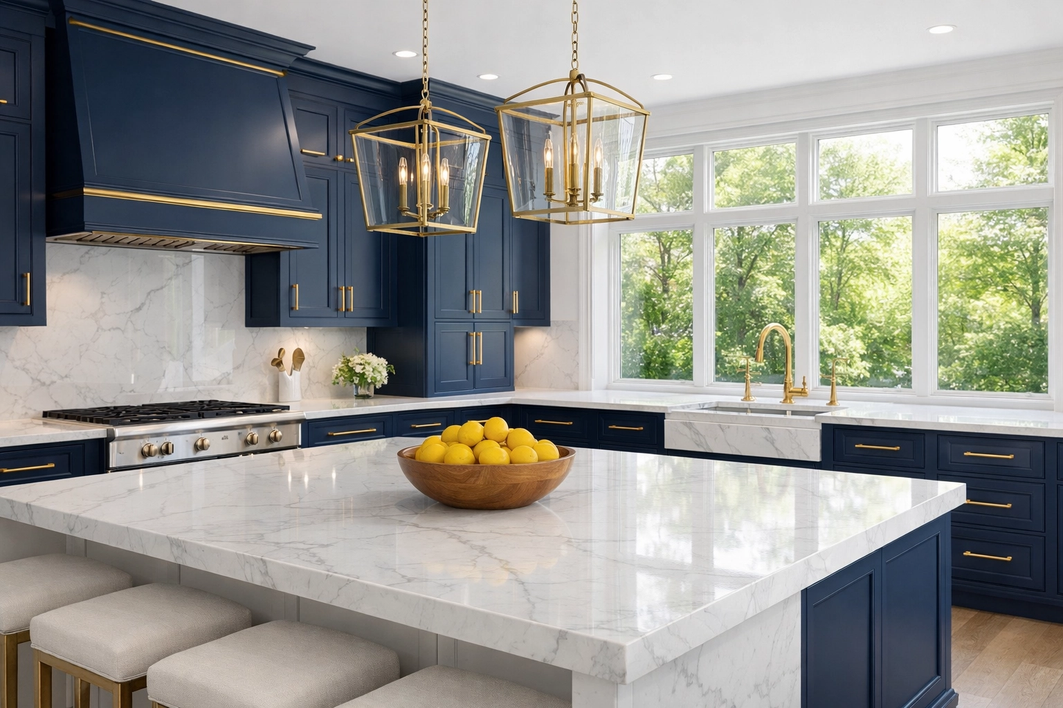 Spotless luxury kitchen in Carlisle maintained with non-toxic and eco-friendly cleaning products.