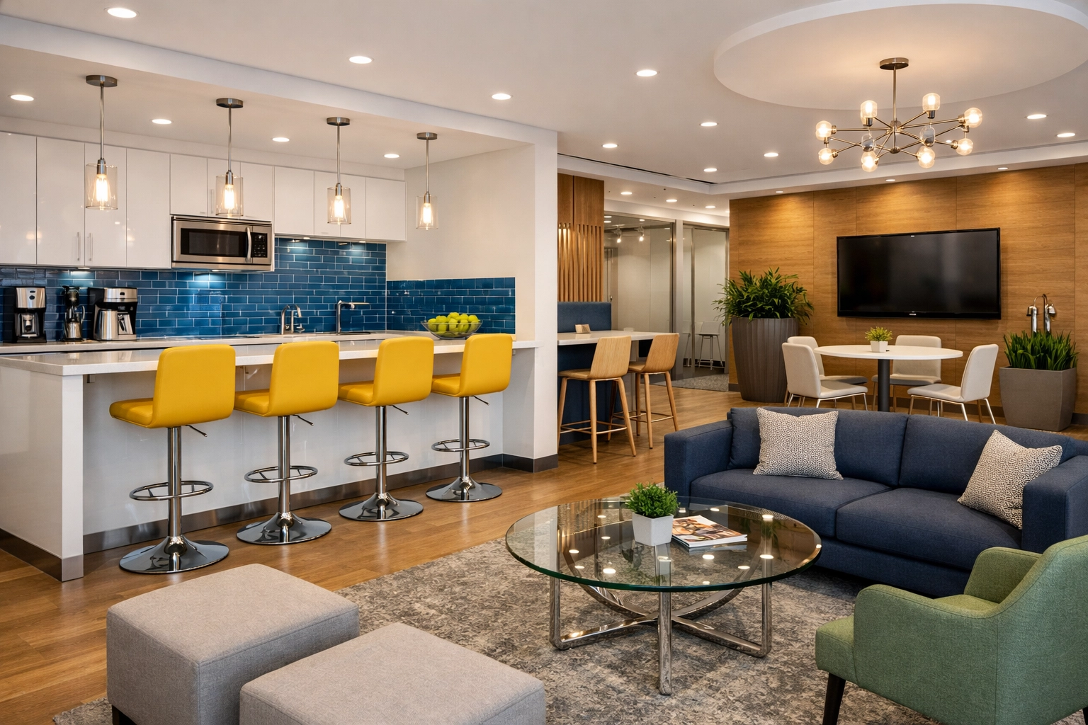 Sparkling clean office breakroom in Southbridge managed by professional commercial cleaners.